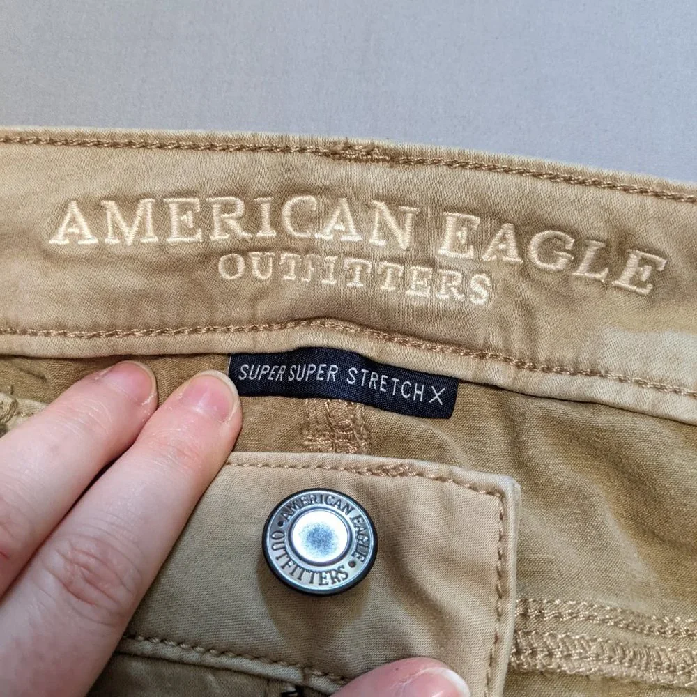 American Eagle Khaki Tan Jeggings Size 12 Short Super Super Stretch X - Picture 4 of 15